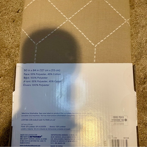 Simply Essential light filtering woven honeycomb window panel mocha 50in x 84in - Picture 5 of 7